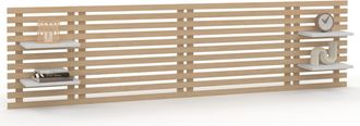 IDMarket Idmarket - Testiera Effetto Doga 240 Cm In Legno Chiaro E Ripiani Bianchi Ava