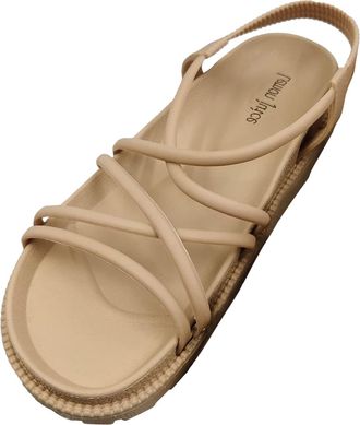 Generic Cocila Comfy Sandals For Women Uk WomenS New Roman Thick Bottom Beach Flat Khaki, 6 Ladies Wide Fit Summer Shoes Heels Brown Womens Size 6 Sandles Gol