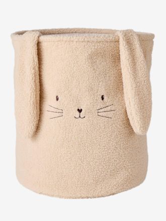 Vertbaudet Aufbewahrungskorb VERZAUBERTER HASE aus Teddyfleece, Kinderzimmer sandfarben