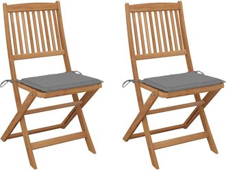 vidaXL Vidaxl - Sillas De Jard&iacute;n Plegables 2 Uds Y Cojines Madera Maciza Acacia