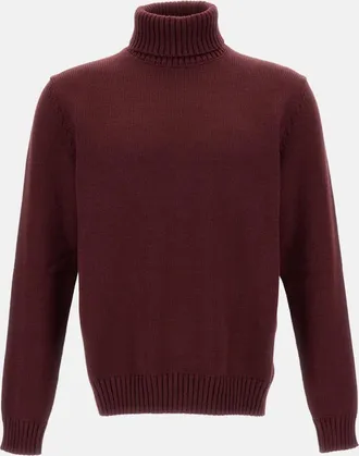 Zanone Burgundy Roll Neck Wool Sweater