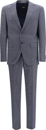 HUGO BOSS Gestreken pak van viscose en katoenmix - Heren - Pakken - Blauw - Maat: 5XL Katoen