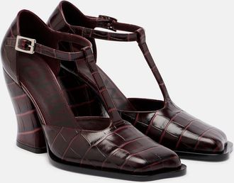 Loewe Onda 90 croc-effect leather pumps