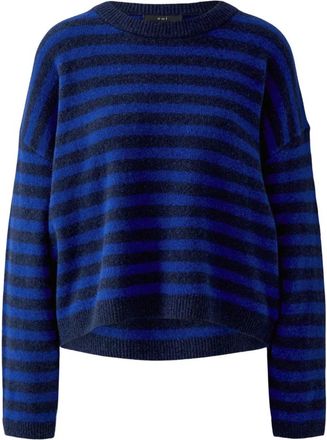 Oui Truien & Vesten, Dames, Blauw, S, Wol, Ronde hals gebreide kleding