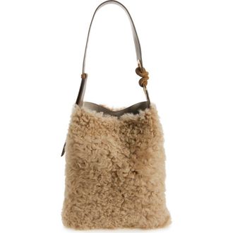 Anya Hindmarch Ringo Genuine Shearling North/South Shoulder Bag in Taupe at Nordstrom
