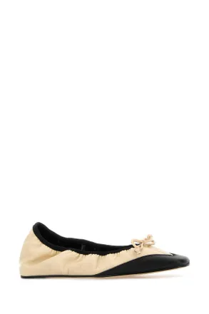 ARMARIUM Womens Ivory Nappa Leather Camilla Ballerinas Cream & Black Ballerine Flat Shoes