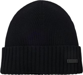 HUGO BOSS Wool Beanie - Heren - Hoeden - Zwart - ONE Size - Wol - Accessoires