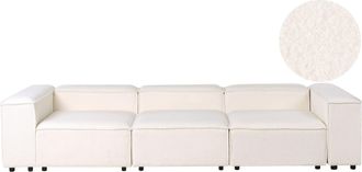 Beliani Divano Moderno A 3 Posti Divano Modulare Gambe Nere Boucle Bianco Sporco Ardal