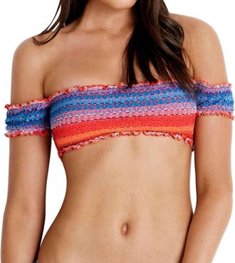 Seafolly Off The Shoulder Bikini Top In Sea Red