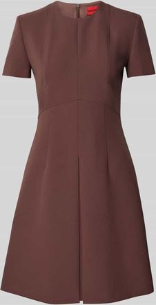 HUGO BOSS A-Linien-Kleid mit Viskose-Anteil Modell KILAME in Schoko, Größe 38