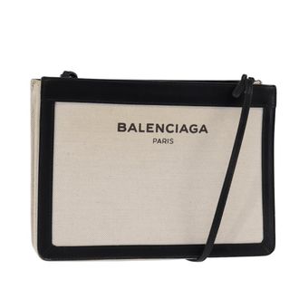 Balenciaga Navy Pochette Canvas And Leather White Canvas Bag (Pre-Owned)