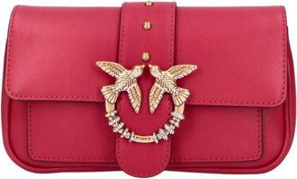 Pinko Red Leather One Love Pocket Shoulder Bag