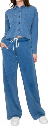 Tr&egrave;s Bien Terry Crop Jacket And Drawstring Pants Set In Denim