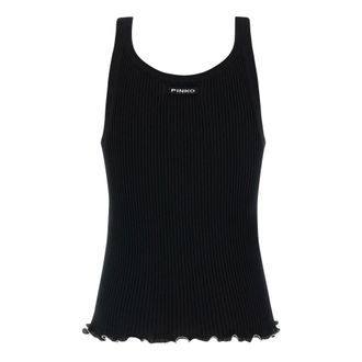 Pinko Sleeveless Tops, female, Black, Size: M Mulinello Knit Top