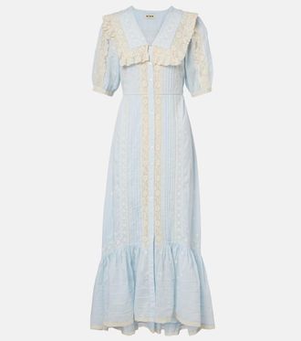 Rixo Edina embroidered cotton midi dress