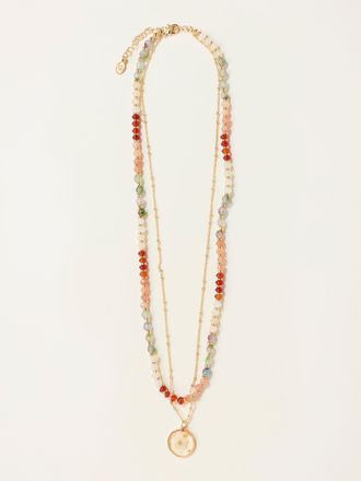 Fat Face FatFace Pink Layered Flower Necklace
