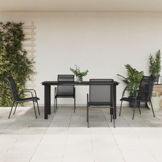 vidaXL Juego De Comedor Para Jard&iacute;n 5 Piezas Acero Y Textilene Negro Vidaxl