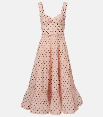 Zimmermann Polka-dot pleated bustier dress