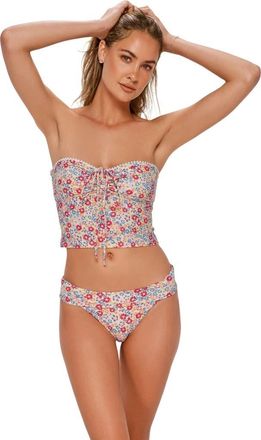 Swim Systems Pom Pom Dolly Crop Top Bikini Swimsuit in Prairie Petals at Nordstrom, Size 3X-Large