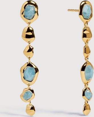 Monica Vinader Gold Odyssey Gemstone Pebbled Drop Earrings Aquamarine