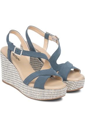 Nero Giardini Womens Suede Summer Wedge Sandal In Blue