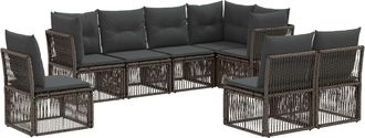 vidaXL Conjunto De Sof&aacute;s De Jard&iacute;n 8 Uds. Gris Rat&aacute;n Sint&eacute;tico Vidaxl