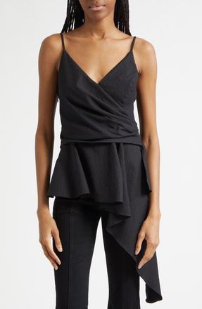 Veronica Beard Solange Faux Wrap Asymmetric Hem Peplum Top in Black at Nordstrom, Size 16