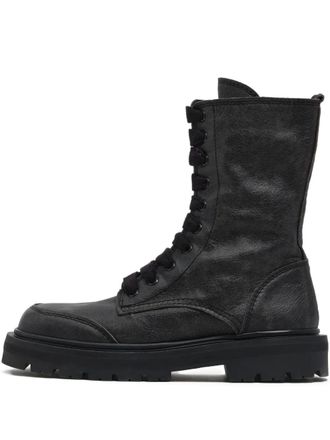 Bimba & Lola 35mm lace-up zip combat boots - Black