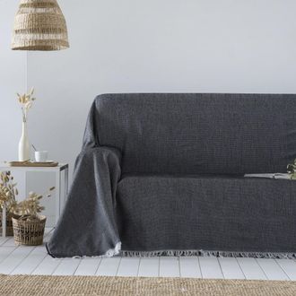 &Eacute;th&eacute;r&eacute;maison Colcha plaid multiusos liso negro 180x290 cm