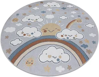 RugsX Rugsx - Carpet bono 8437 circle Clouds, sky, light grey / cream grey round 200 cm