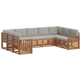 vidaXL Set Di Divani Da Esterno 9 Pz Grigio Naturale E Chiaro Vidaxl