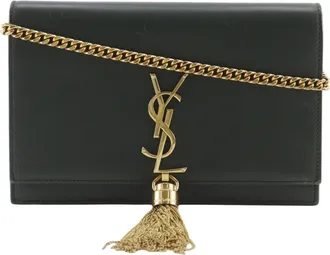 Saint Laurent Green Leather Chain/Shoulder Wallet (Pre-Owned)