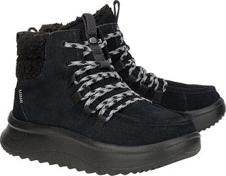 Hey Dude Wendy Peak Apres Suede Cozy Womens Boots Black/Black : 12 M, Leather/Suede