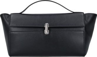 Savette Black Leather Symmetry Trapeze Clutch