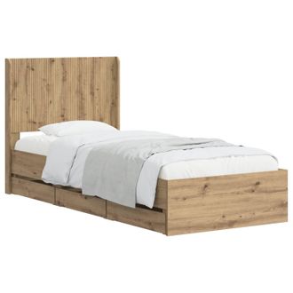 vidaXL Estructura De Cama Con Almacenamiento Y Cabecero Artisan Oak Vidaxl