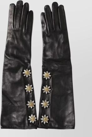 Dolce & Gabbana leather embellished long gloves