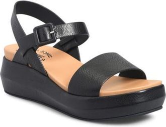 Kork-ease Hallie Platform Sandal in Black Leather at Nordstrom, Size 10