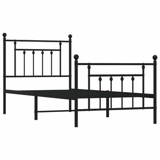 Berkfield Home Metal Bed Frame with Headboard & Footboard Black 90x190 cm Single