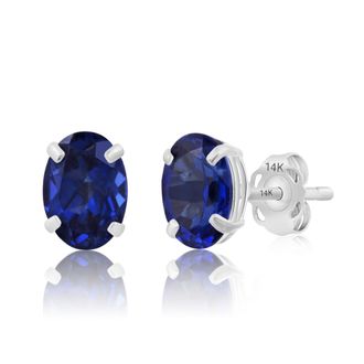 MAX + STONE 14k Yellow or White Gold 7x5mm Oval Stud Earrings with Push Backs