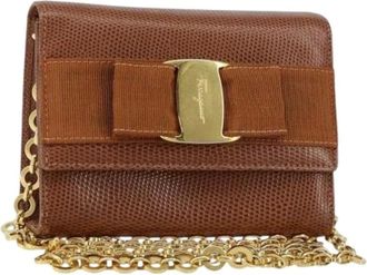 Ferragamo Pre-owned Mini Bags, female, Brown, Size: ONE SIZE Pre-owned Leather Mini Shoulder Bag