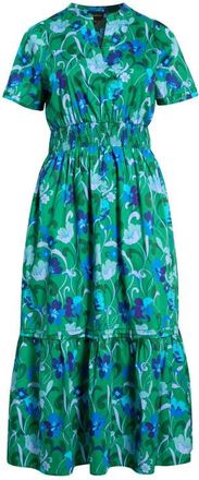 Sugarlips Lomeli Floral Split Neck Cotton Dress in Kelly-Blues-Multi at Nordstrom, Size 2 X