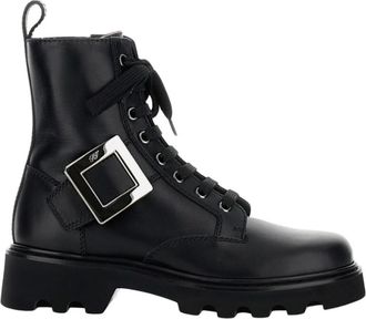 Roger Vivier Schoenen, Dames, Zwart, 41 EU, Leer, Viv Rangers Lace-Up Bootie 20
