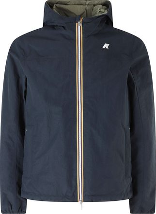 K-Way Blue Green Jake Reversible Hooded Nylon Jacket