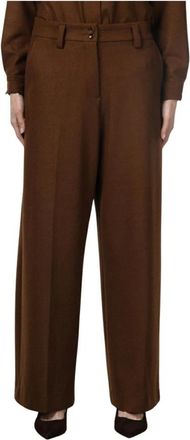 Mason's New York Wide Elax Chino Broek - Dames - Wijde Broeken - Bruin - S - Wol - Broeken