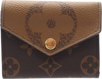 Louis Vuitton Beige Brown Coated Canvas Wallet (Tri-Fold) (Pre-Owned)