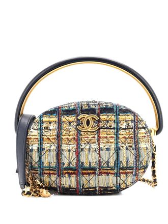 Chanel Paris-New York Oval Camera Case Quilted Tweed Small crossbody bag - Blauw