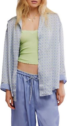 Free People Dreamy Days Print Pajamas in Lime Kiwi Combo at Nordstrom, Size X-Small Regular