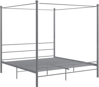 vidaXL Estructura De Cama Con Dosel Sin Colch&oacute;n Metal Gris 180x200 Cm Vidaxl