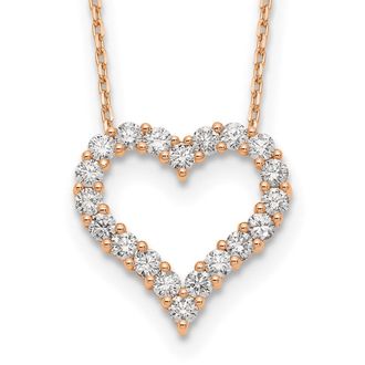 Diamond2Deal 14k Gold 1 1/2 Ct Lab Grown Diamond Open Heart Pendant Necklace 18 Clarity VS, Color D-E