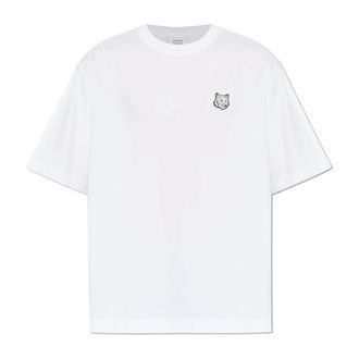 Maison Kitsun&eacute; T-Shirts, male, White, Size: XL T-shirt with logo patch